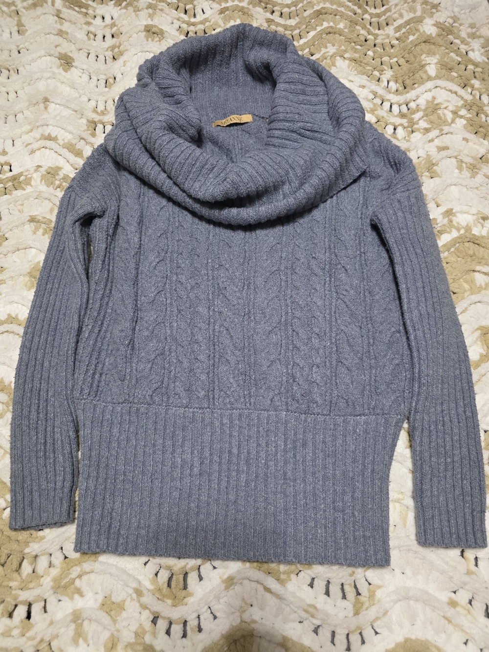 Shyanne Gray Cable Knit Cowl Neck Sweater